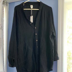 NWT Black Vici Corduroy Pocketed Button Down, size medium, use as tunic or dress